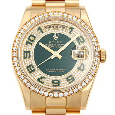 ロレックス スーパーコピー メンズ腕時計 デイデイト 50周年 ベゼルダイヤ 118348ZEA
